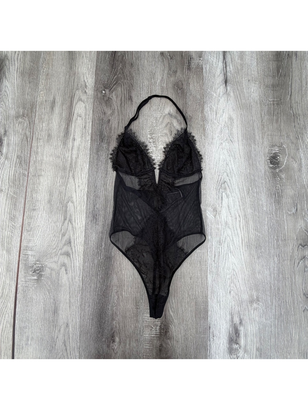 Victoria’s Secret Plunging Halter Mesh and Lace G-String Teddy Small